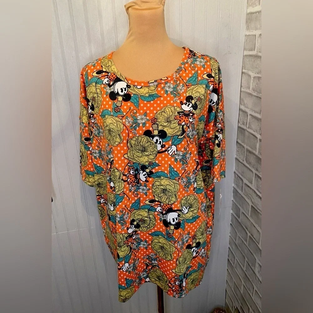 LuLaRoe DISNEY Shirt Sz XS/S US 2-6 Minnie Mouse Short Sleeve Tunic Top NWT
